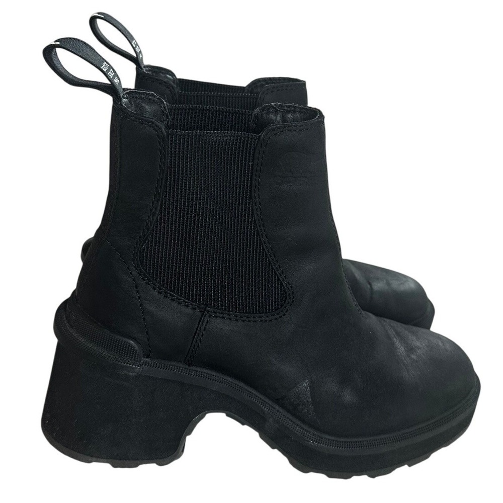 Sorel Chelsea Black Waterproof Leather Platform Boots Size 5